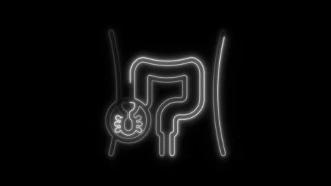 Glowing neon appendix icon isolated on black background. HD Video motion gr.. Stock Footage 304145453