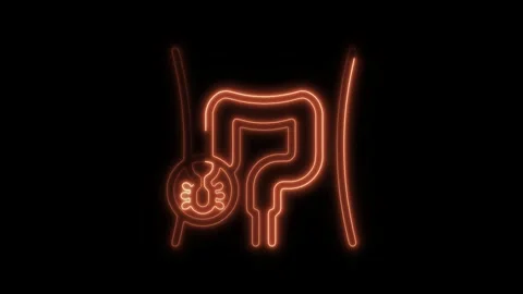 Glowing neon appendix icon isolated on black background. HD Video motion gr.. Stock Footage 304145486