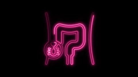 Glowing neon appendix icon isolated on black background. HD Video motion gr.. Stock Footage 304145494