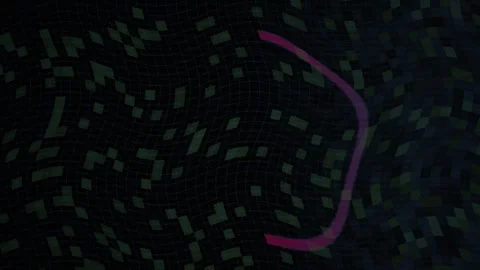 Glowing neon arc on dark background with abstract patterns. Vidéo 335958514
