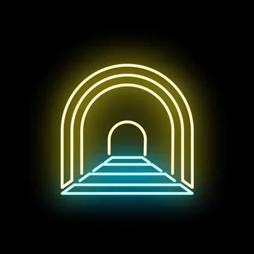 Glowing neon archway creating future pathway vision Stock Illustration