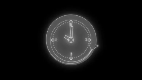 Glowing Neon Arrow Circle Clock Animation, A glowing neon clock with a mini.. Stock Footage 307066516