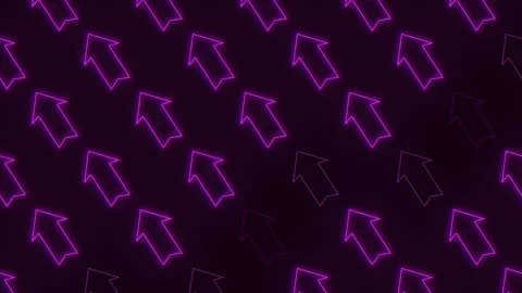 Glowing neon arrow cursor pattern background, futuristic purple cyber style Stock Footage 330087144