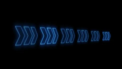 Glowing neon arrow direction on black background, neon arrow sign animation. Stock Footage 247388467