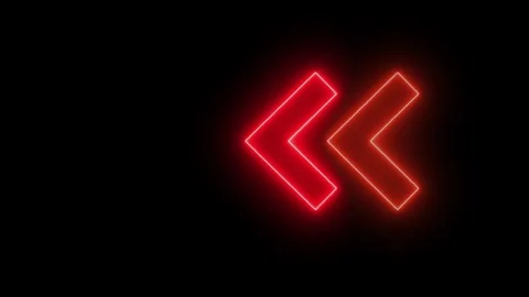 Glowing neon arrow direction on black background, neon arrow sign animation. Vidéo 292356915