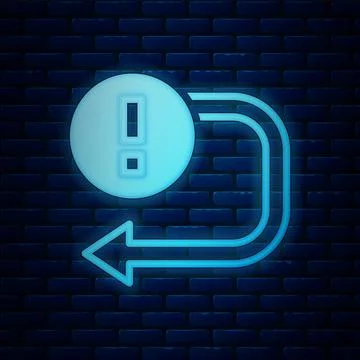 Glowing neon Arrow icon isolated on brick wall background. Direction Arrowh.. 스톡 일러스트