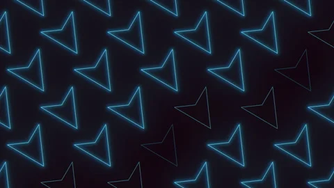 Glowing neon arrow pattern background, futuristic blue geometric tech wallpaper Stock Footage 330086270