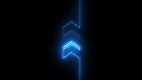 Glowing neon arrow pointing up animation isolated on black background Stock Footage 327079852