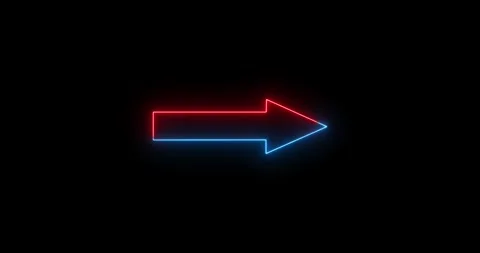 Glowing neon arrow pointing right direction on a black background animation. Wit Stock Footage 334795001