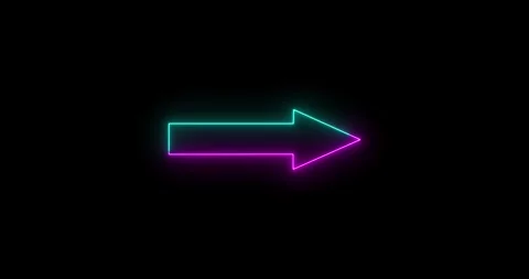 Glowing neon arrow pointing right direction on a black background animation. Wit Vídeo Stock 334795005