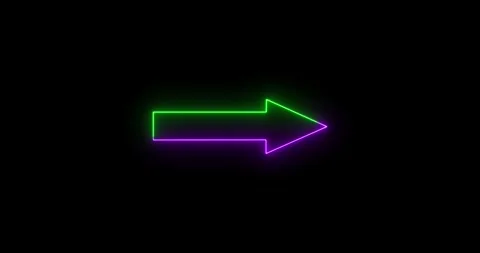 Glowing neon arrow pointing right direction on a black background animation. Wit 스톡 동영상 334795006
