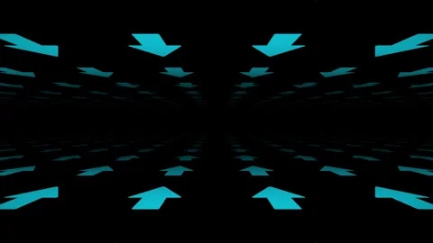 Glowing Neon Arrows Direction Animation On Black Background, Neon Arrows Blinkin Stock Footage 254883616