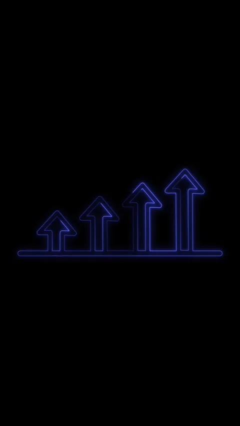 Glowing neon arrows upward chart animation business finance success data te.. Stock Footage 341611647