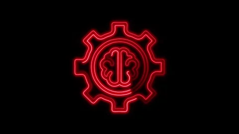 Glowing neon Artificial Intelligence AI icon isolated on black background. .. Stock Footage 316238520