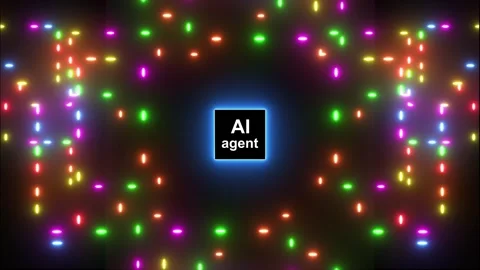 Glowing neon artificial intelligence circuit board animation Stock Footage 321478442