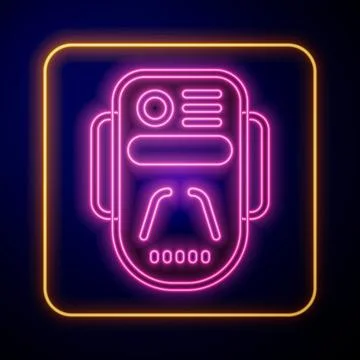Glowing neon Artificial intelligence robot icon isolated on black background Stock Illustration