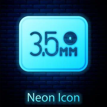 Glowing neon Audio jack icon isolated on brick wall background. Audio cable f Stock Illustration
