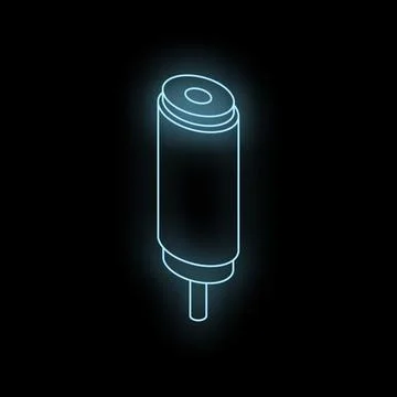 Glowing neon audio jack plug connector on black background 스톡 일러스트
