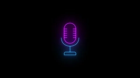 Glowing neon audio or mic icon on transparent background. abstract microphone Stock Footage 341275839