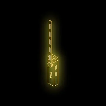 Glowing neon automatic parking barrier gate on black background Ilustración de archivo