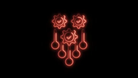 Glowing Neon Automation Icon Isolated, HD Motion Graphic Representing AI, R.. Stock Footage 301204004