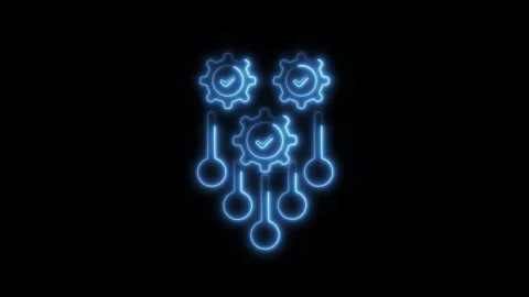 Glowing Neon Automation Icon Isolated, HD Motion Graphic Representing AI, R.. Stock Footage 301204005