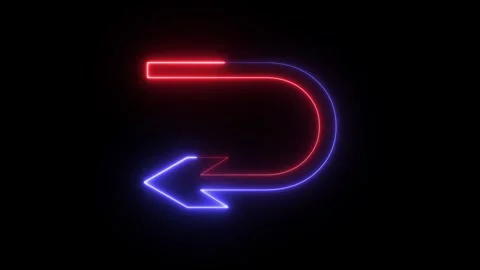 Glowing neon back turn arrow illustration sign. Vector illustration Stock Footage 293555346