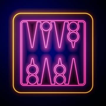 Glowing neon Backgammon board icon isolated on black background. Vector Stock Illustration