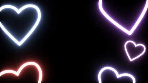 Glowing neon background. blinking lights of loves shape. 4k seamless loop ani Stock Footage 121491917