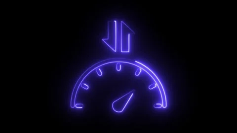 Glowing neon bandwidth icon isolated on black background. HD Video motion g.. Stock Footage 304109811