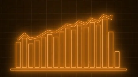 Glowing Neon Bar Chart with Upward Trend Animation, Neon Arrow Chart Animat.. Stock Footage 313754502