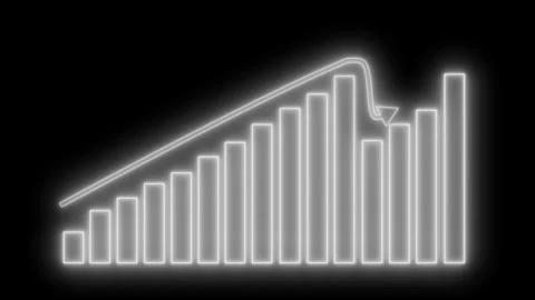 Glowing neon bar chart with upward trend animation Stock Footage 335103480