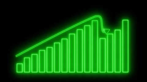 Glowing neon bar chart with upward trend animation Stock Footage 335103491