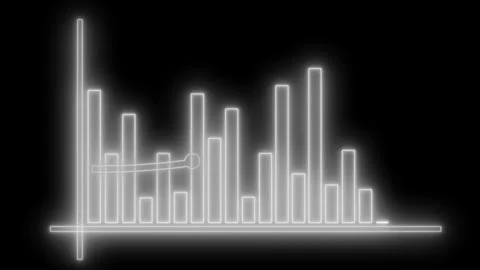 Glowing neon bar chart vertical and horizontal axes, soft halo glow stylize.. Stock Footage 335103434