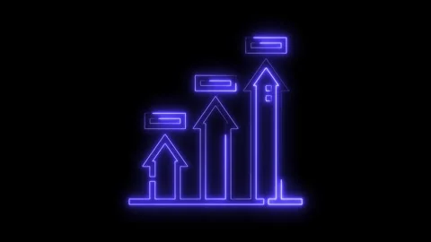 Glowing neon bar graph animation business growth presentation chart progres.. Video stock 312329264