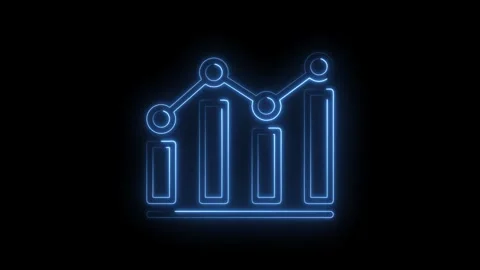 Glowing neon bar graph animation on black background representing data analysis Stock Footage 322983134