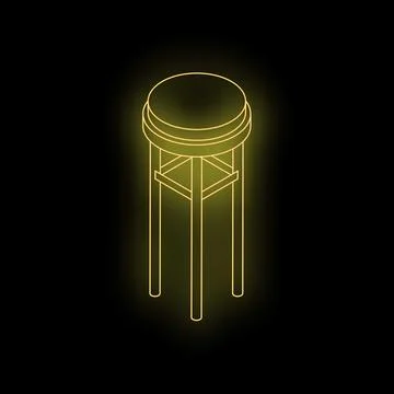 Glowing neon bar stool shining in dark space Stock Illustration