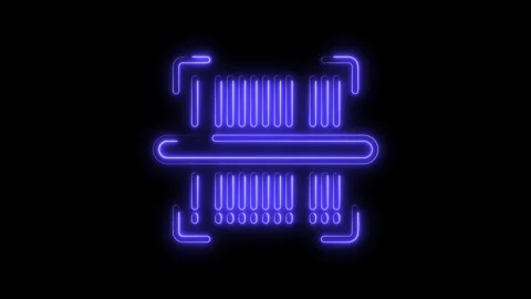 Glowing Neon Barcode Icon Abstract Technology Digital Scan Identification C.. Stock Footage 315654604