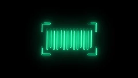 Glowing neon barcodes icon isolated on black background. HD Video motion gr.. Vidéo 314642417
