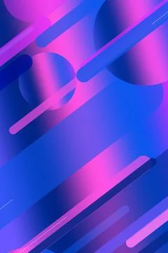 Glowing neon bars and translucent circles overlap in vivid blue, purple, an.. Stock Illustration