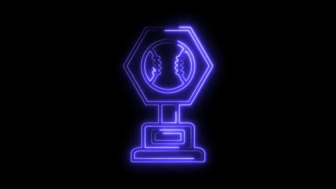Glowing Neon Baseball Trophy Icon Isolated on Black Background Vibrant Spor.. Stock Footage 315659553