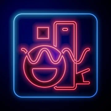 Glowing neon Basic geometric shapes icon isolated on black background. Vector イラスト素材