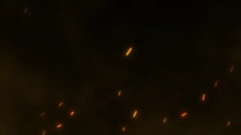 Glowing neon bat silhouettes ascending amidst floating amber sparks against Stock Footage 343551849