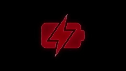 Glowing Neon battery charge icon loop animation on a black background. Glow.. Stock Footage 304718678