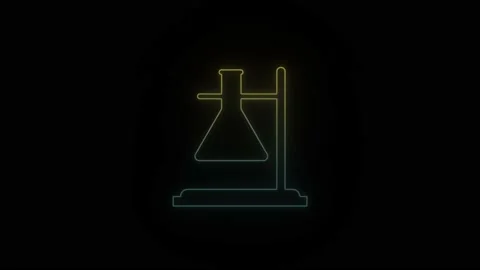 Glowing neon beaker on black background. Stock Footage 169029604