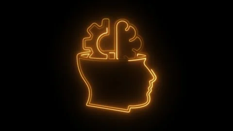 Glowing neon behavior icon isolated on black background. HD Video motion gr.. Vídeos de archivo 304541264
