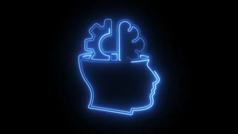 Glowing neon behavior icon isolated on black background. HD Video motion gr.. Vídeos de archivo 304541266
