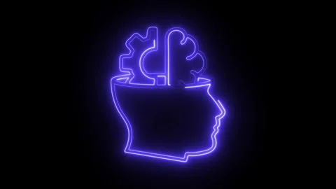 Glowing neon behavior icon isolated on black background. HD Video motion gr.. Vídeos de archivo 304541331