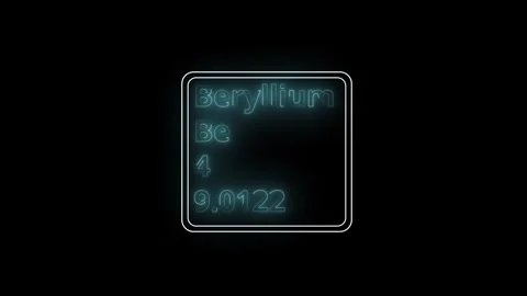 Glowing neon Beryllium element animation. Neon cyan Beryllium element anima.. Vidéo 341675740