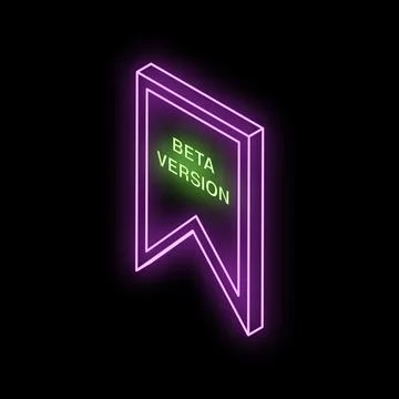 Glowing neon beta version sign on black background Stock Illustration